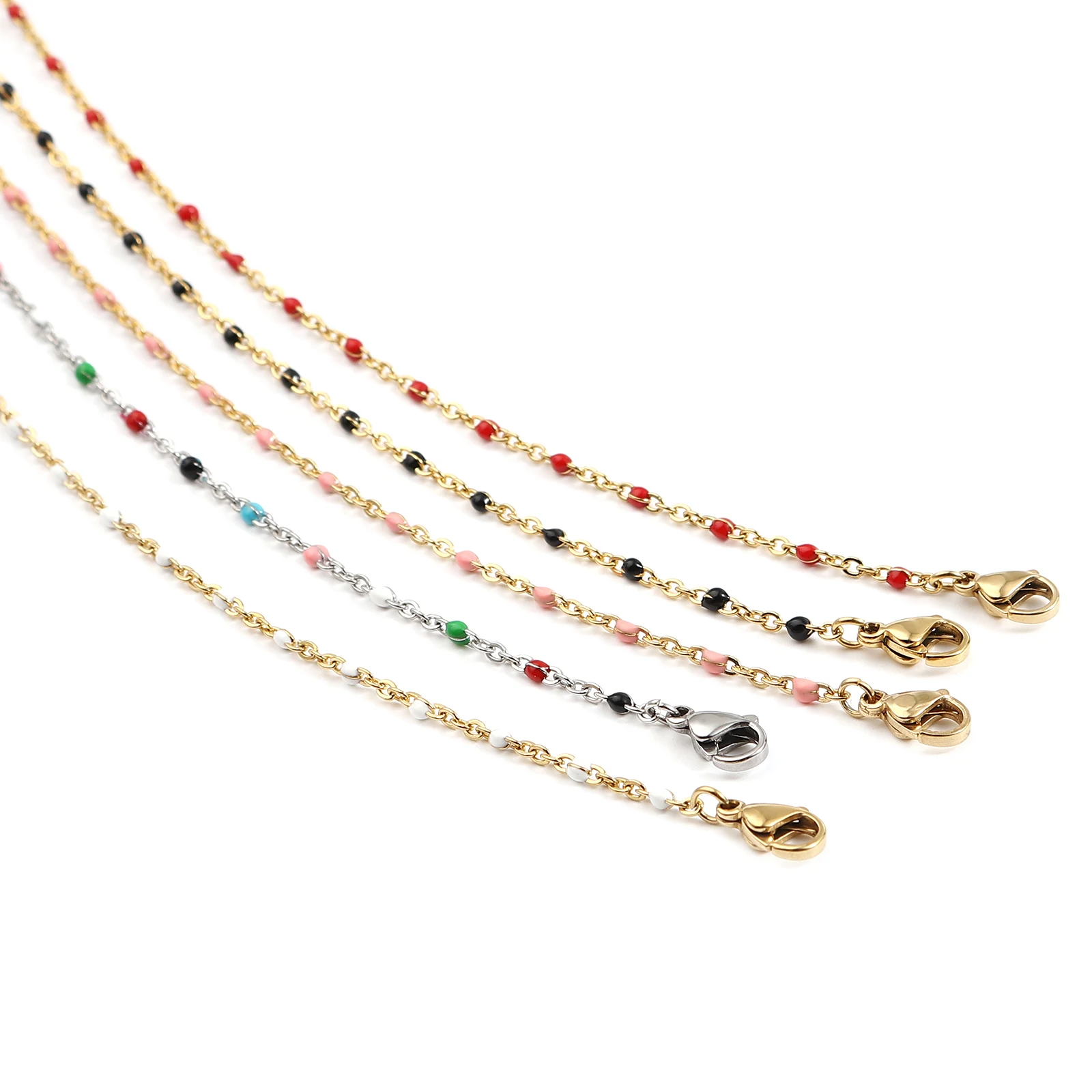 1 шт Нержавеющая сталь Цепочки и ожерелья ремень Lariat Lanyard Эмаль Бусины цепи 51 см в