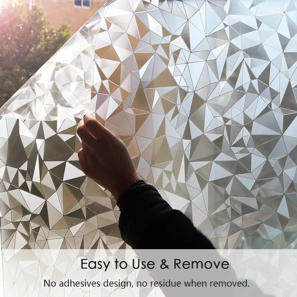 

LUCKYYJ 3D Privacy Window Film, Painted Glass Door Film Static Cling Reflective Glass Sticker Vinyl Privacy Protection Anti UV