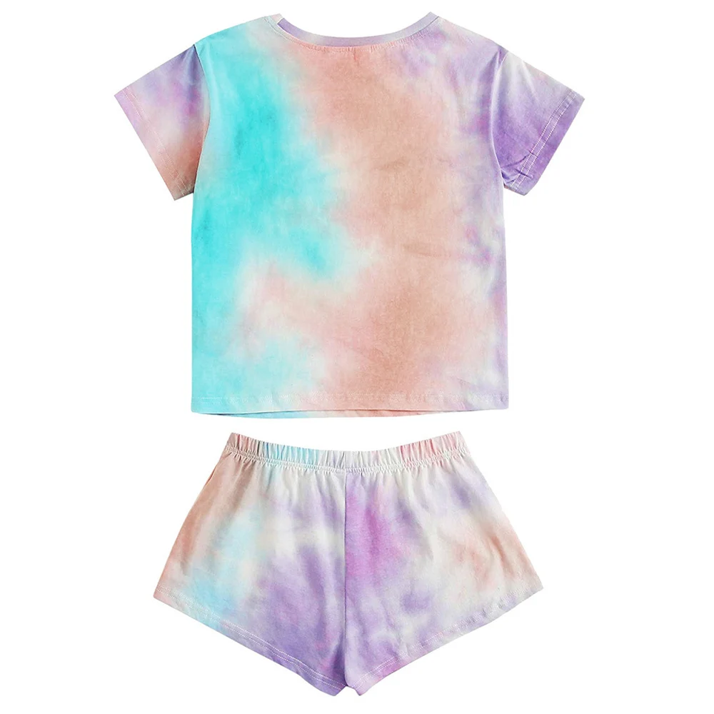 2020 Summer New Leisure Tie-dyed Print Pajama Suit for Women Fashion Star Print Home Clothes in Europe and America