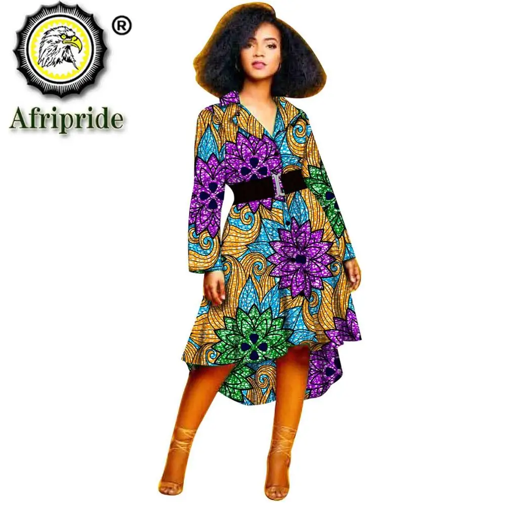 Новое поступление 2019 женское платье Dashikiage с поясом Африканский принт