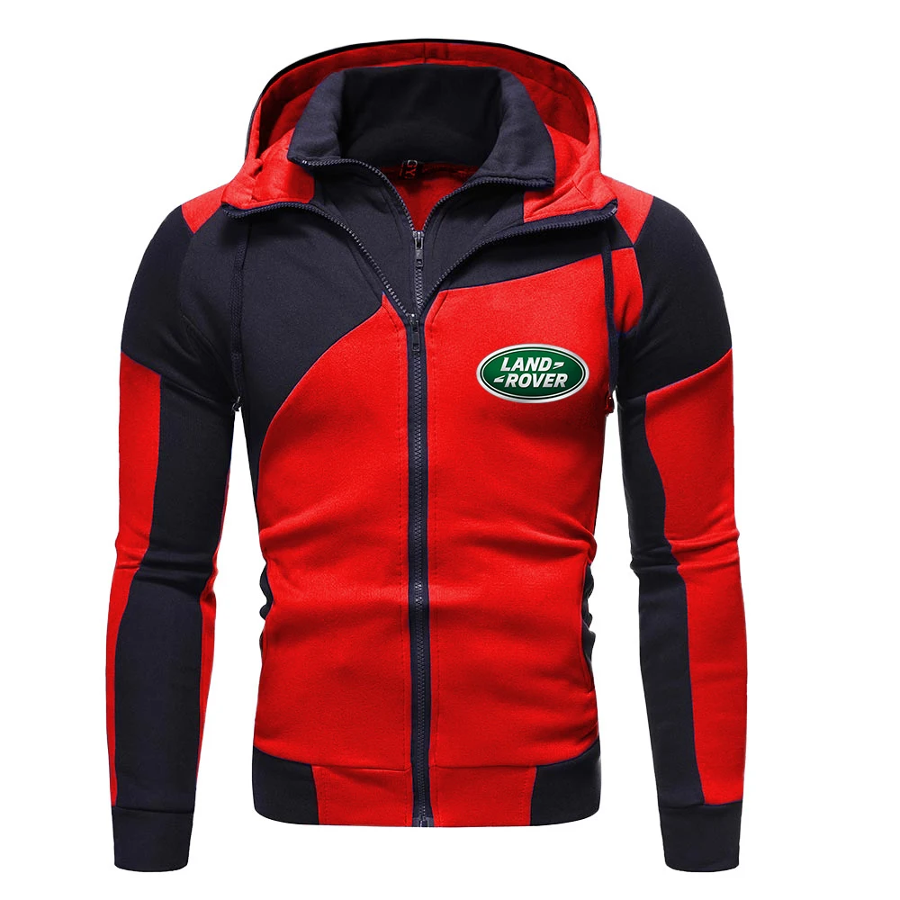 

Land Rover Car Logo Print Double Zipper Hoodie Sweatshirt Fashion Stitching Casual Jacket Sports Wear Men Tracksuit Hot Sale