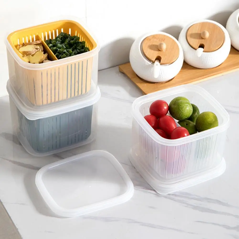 

60%HOTStorage Container Double Layers Multi-functional Food-Grade Double Layers Fruit Draining Boxes for Home
