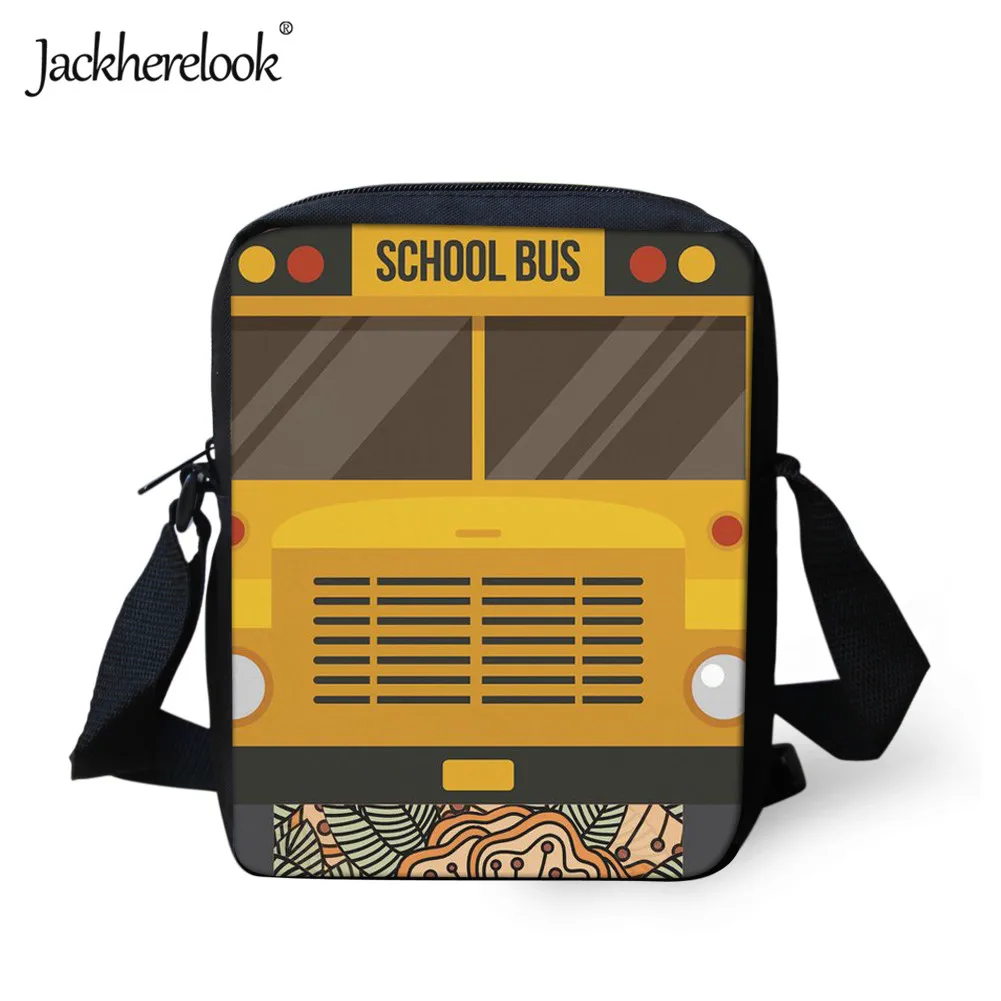 Jackherelook 2019 модные школьные сумки через плечо сумка 3D желтый с принтом автобуса