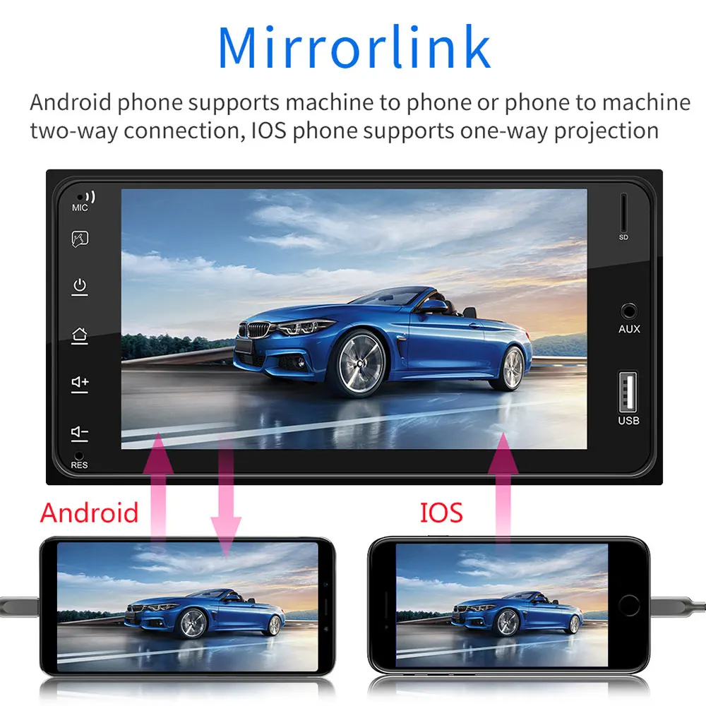 7 Inch Dual Ingot Car MP5 Player Phone Connected Bluetooth Reversing Rear View HD Capacitive Screen For Toyota Corolla | Автомобили и