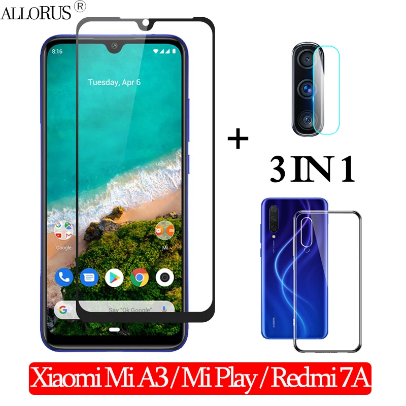 3 в 1 чехол + Камера ззащитное стекло на ксиоми ми а3 Xiaomi Mi A3 Play Экран протектор Redmi 7 A