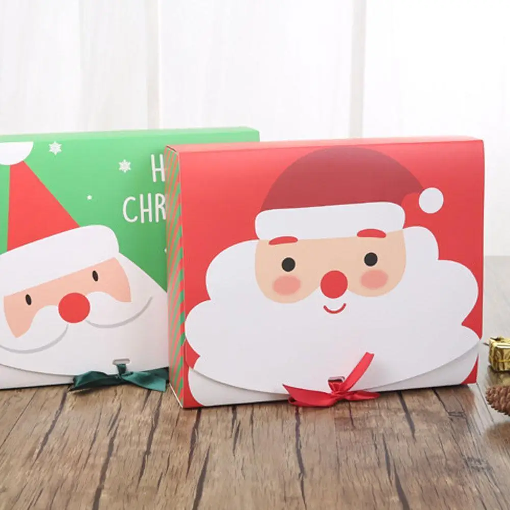 

1pcs Square Paper Box Cardboard Package Christmas Gift Candy Storage Boxes With Ribbons Gift Bag Pouches