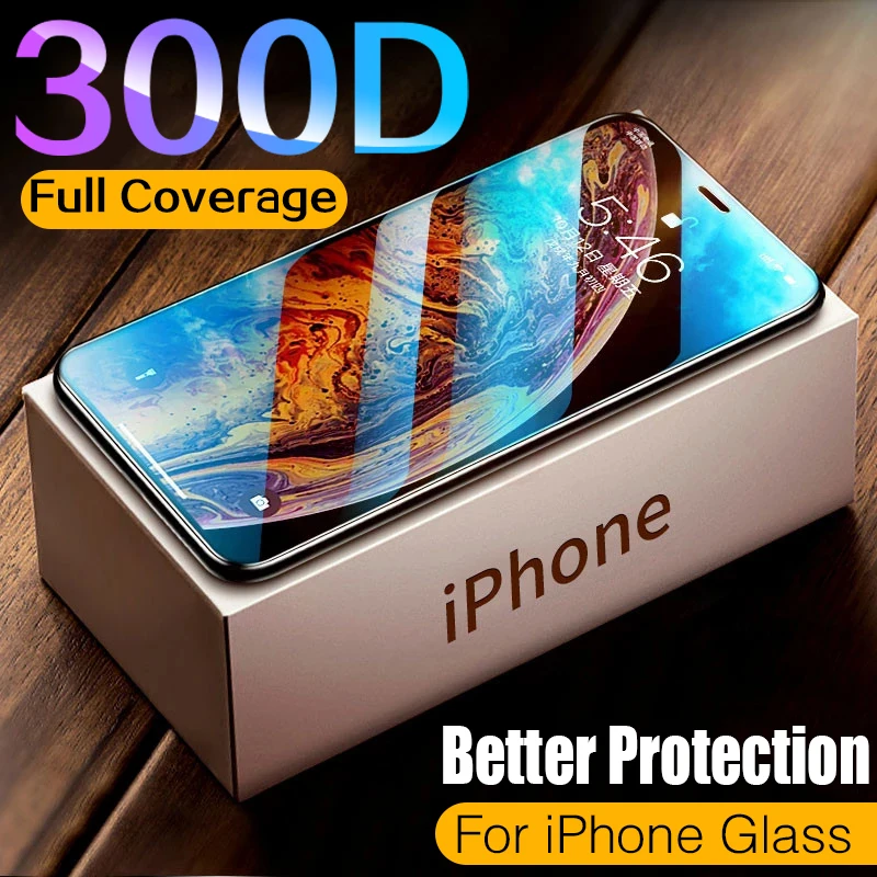 

300D Full Cover Tempered Glass On For iPhone 11 12 PRO MAX Screen Protector Protective Glass For iPhone 11 12 X XR XS MAX Glass