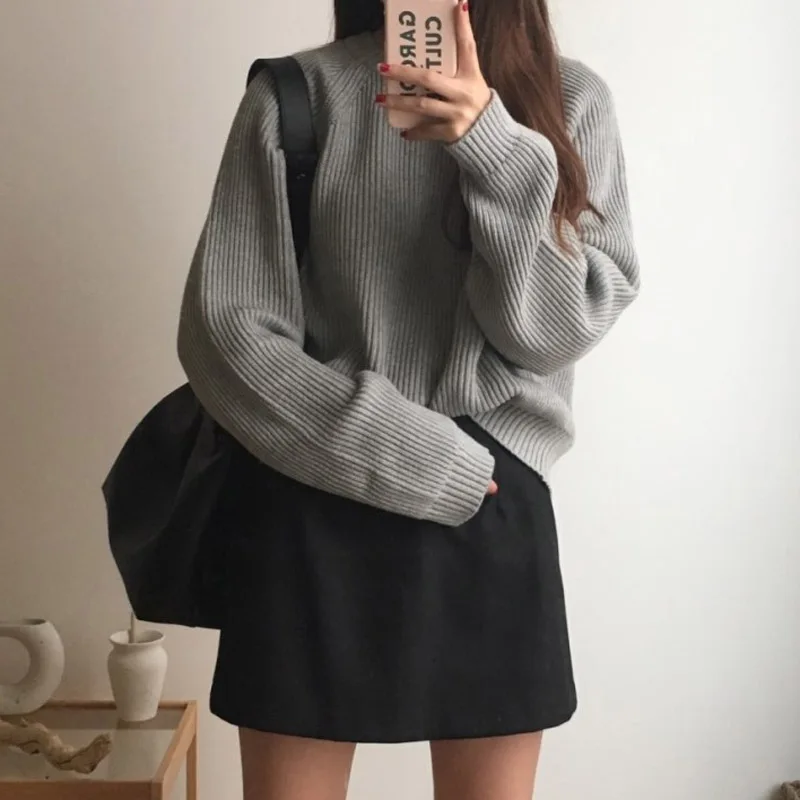 2019 Fashion Ladies Full Sleeve Women Knitting Sweater Solid O-neck Pullover And Jumper Loose Hot Sale | Женская одежда