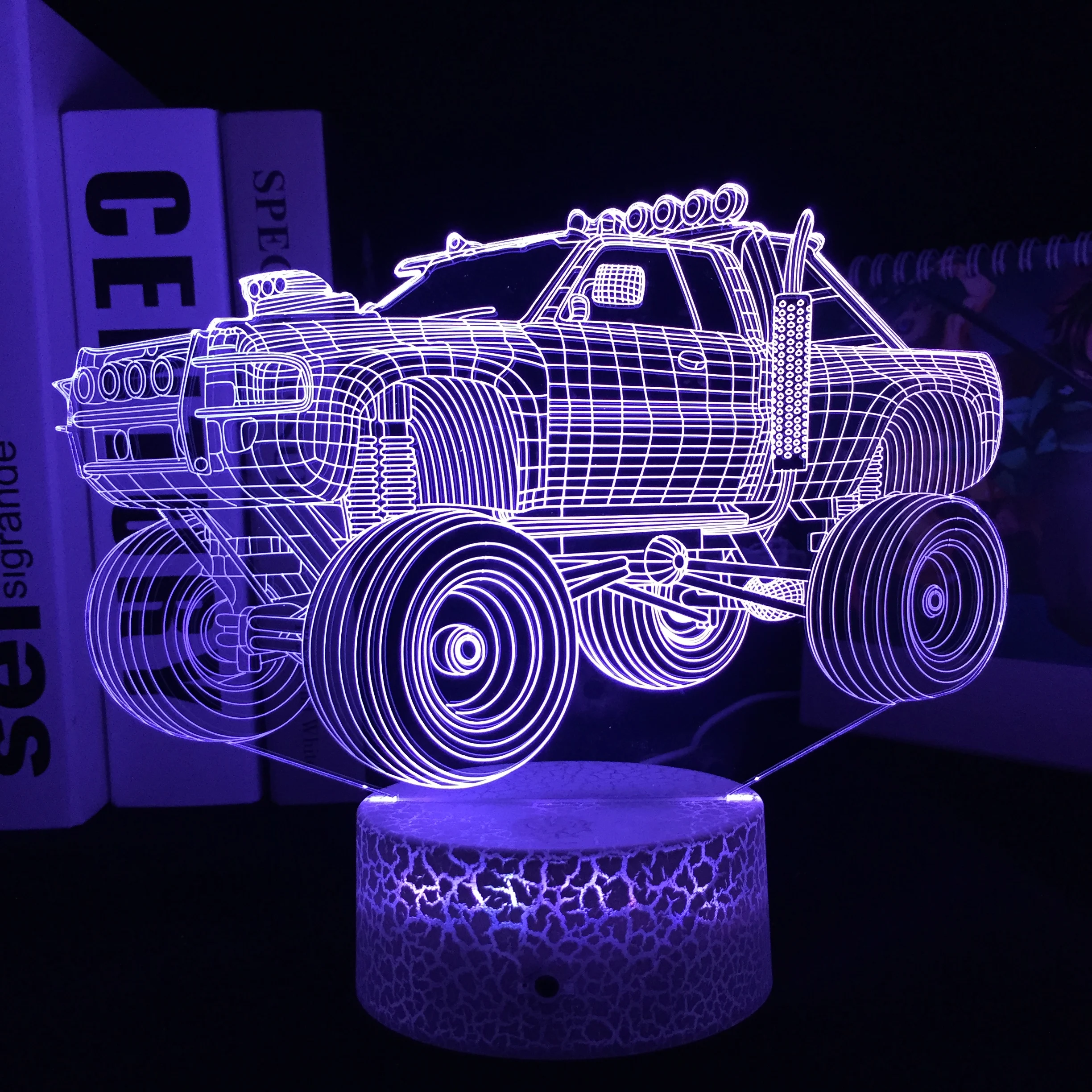 

Car Series Pickup Truck 3D LED Lamp Visual Illusion White Cracked Base Acrylic Light Guide Plate for Festival Birthday Gifts