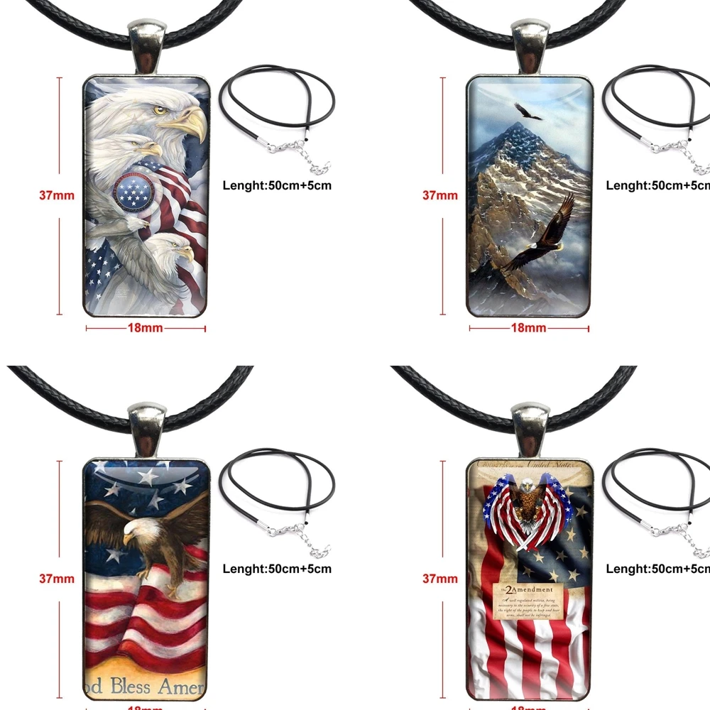 Миры Симпатичные для женщин и детей Американская гордость милитари 2 стальной цветной стеклянный кабошон с прямоугольной подвеской чокер
