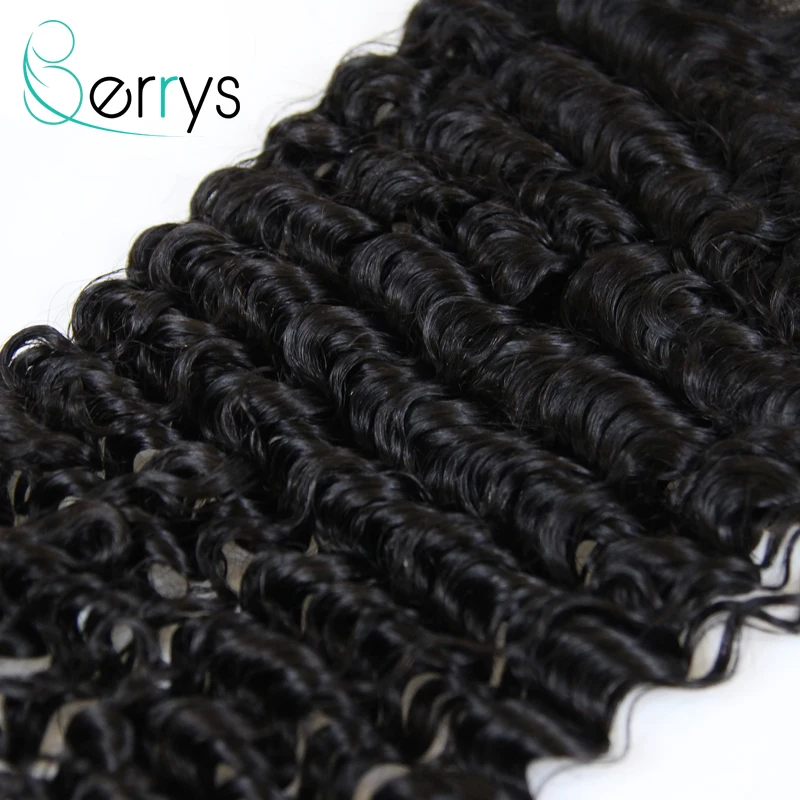 Индийские человеческие волосы Berryshair 10 А 6x6 кружевная застежка глубокая волна