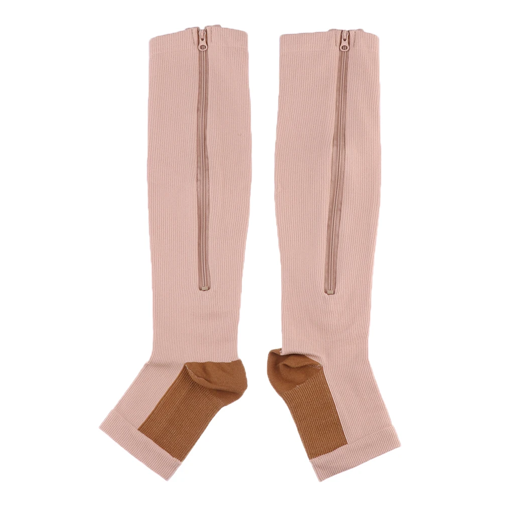 

High Quality 1 Pair Copper Compression Socks Leg Support Open Toe Stockings