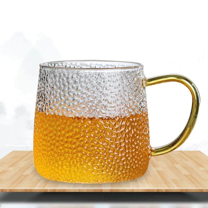 Hammer Eye Style Glass Breakfast Water Cup Handle Design Gold Line Cappuccino Coffee Colorful Transparent Crystal Tea Set | Дом и сад