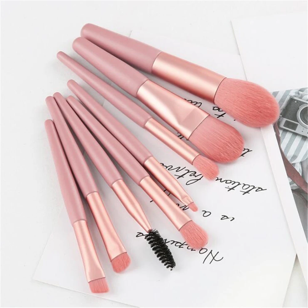 8Pcs/Set Pink Makeup Brushes Set Eye Shadow Eyeliner Eyebrow Blush Power Facial Blending Brush Face BrushesCosmetic Tools | Красота и