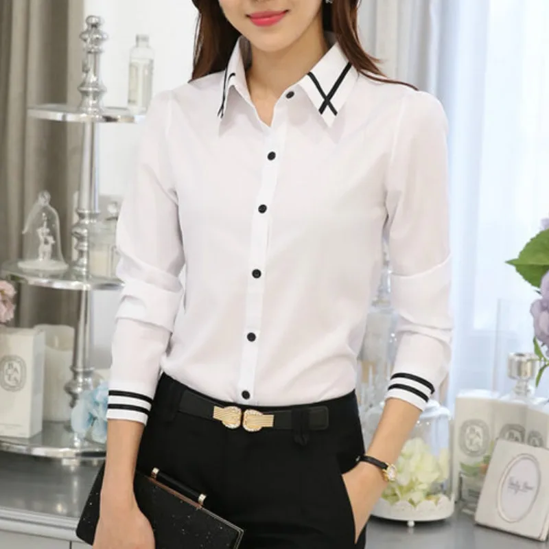 

Женская блузка, белая рубашка, осень 2019, новые женские тонкие рубашки с длинным рукавом, модные повседневные женские блузки, размера плюс си...