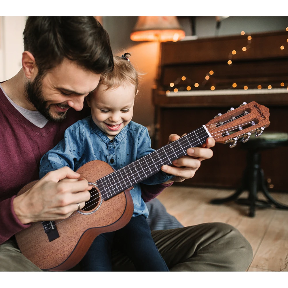 Акустическая гитара укулеле ammoon гуталеле 28 дюймов из красного дерева с ремешком