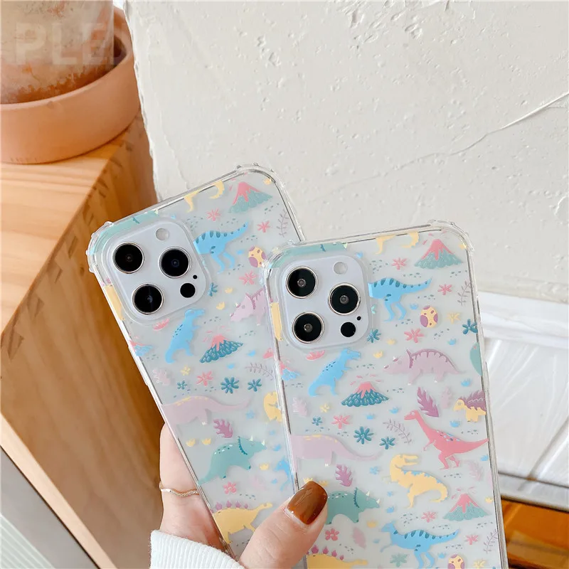 Чехол с милыми динозаврами для телефона Huawei P40 P30 P20 Lite Mate 30 Pro 20 P smart Nova 5t прозрачные