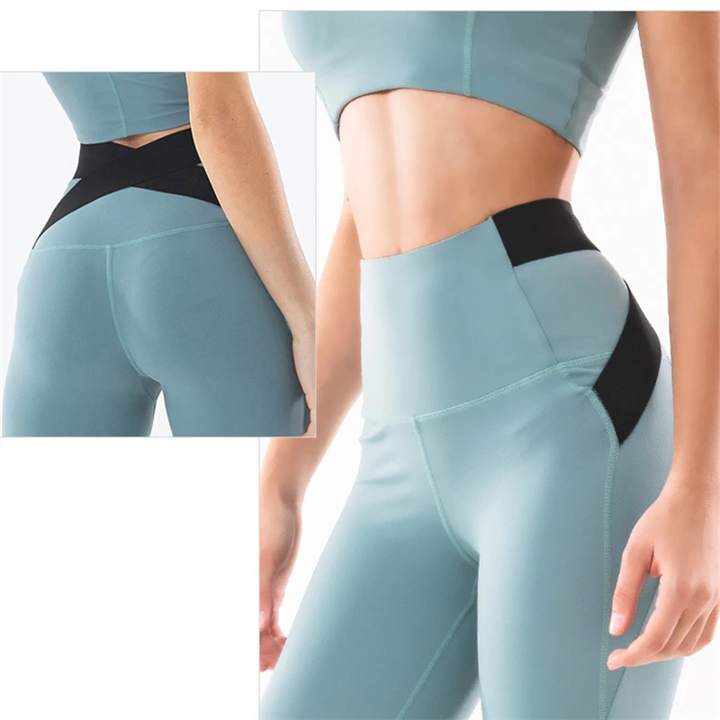 

Oyoo Unique High Waist Tummy Control Butt Lift Gym Leggings Women Squat Proof Workout Yoga Pants Grey Jogging Sport Tights