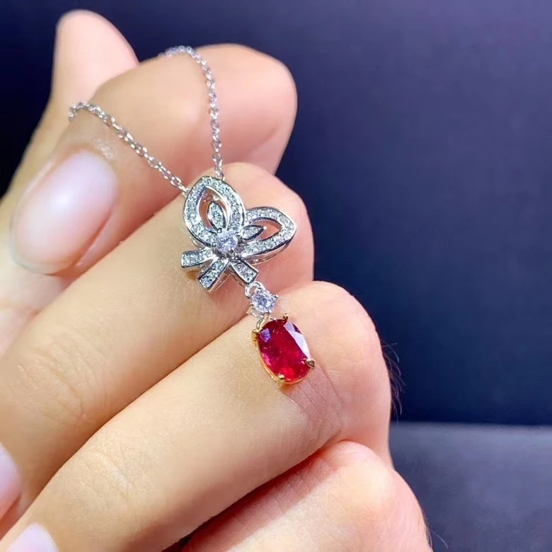 Очаровательное кольцо с рубином состоящий из сережек и ожерелья набор украшений