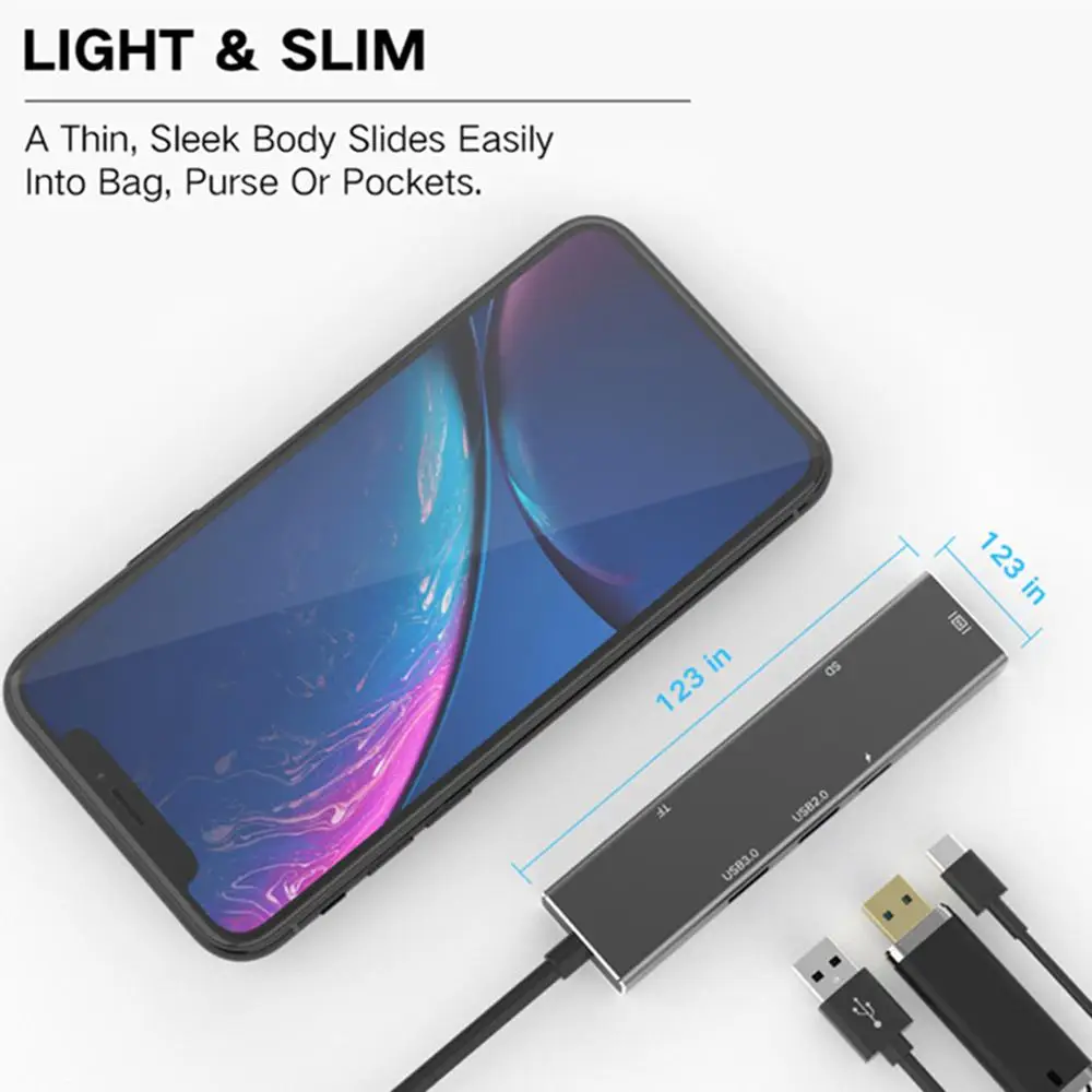 Хаб адаптер 6 в 1 USB 3 0 Высокоскоростные порты Type C хаб Usb до 4K 30HZ HDMI Ноутбук Сеть PD