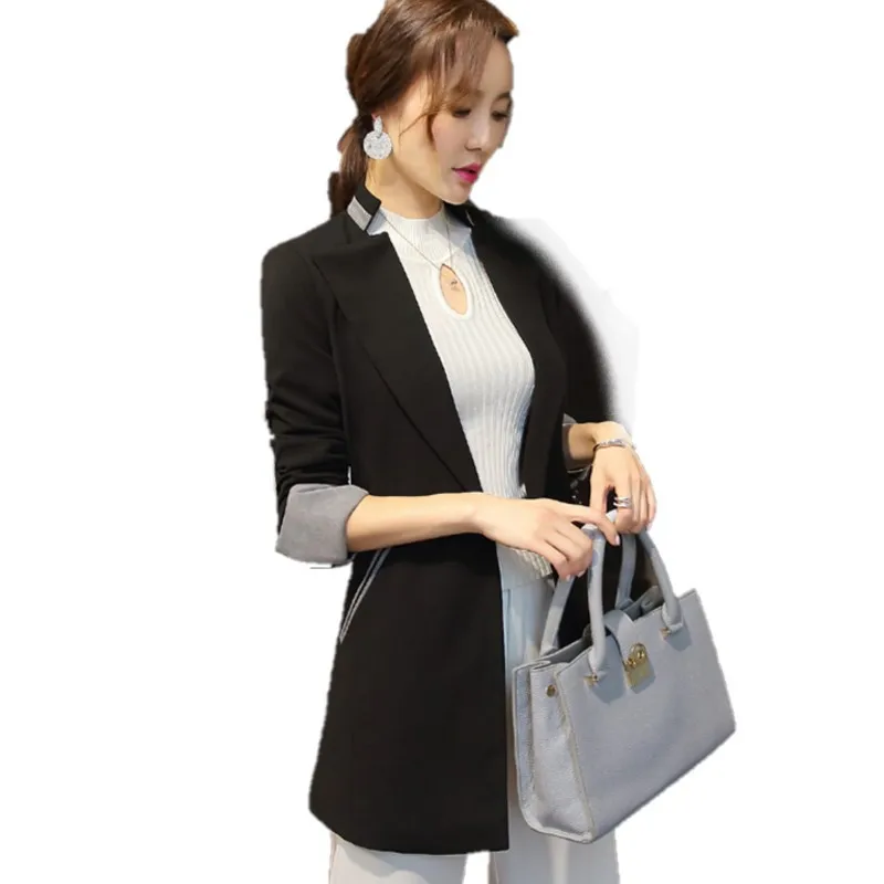 

2021 new spring and autumn women's suit slim slimming mid-length casual fashion long-sleeved jacket