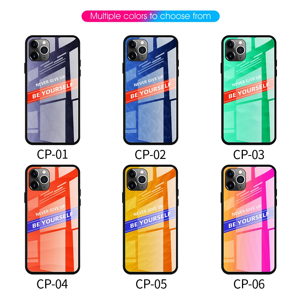 Цветные стеклянные чехлы для iPhone 11 Pro Max X XS XR цветной чехол из закаленного стекла 7