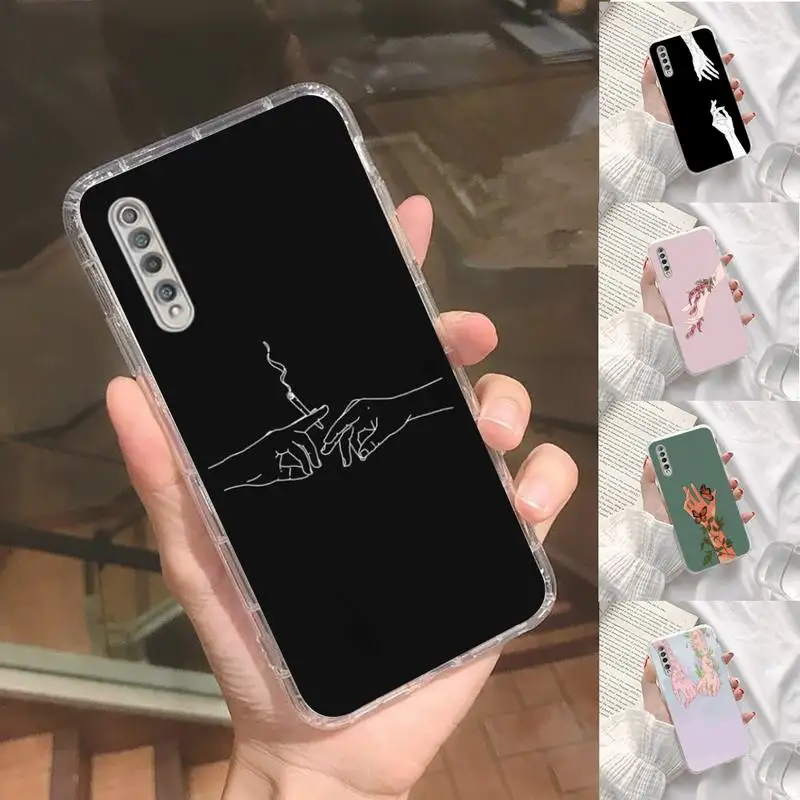 

Hand In Hand Touch Phone Case Transparent For Xiaomi 11 10t Pro Redmi Note 7 8 8t 9 9s 10 Max 9a 9t Shell Cover Coque