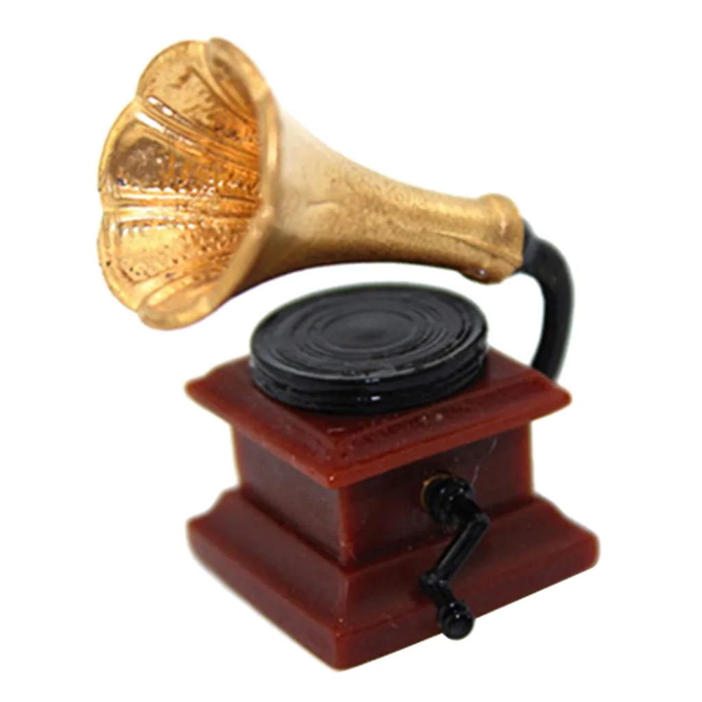 

1/12 Vintage Handmade Ornament Old Phonograph Dollhouse Decoration Accessory