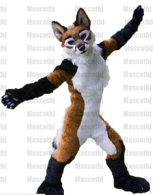 Оригинальный заводской пушистый костюм коричневый хаски собака волк