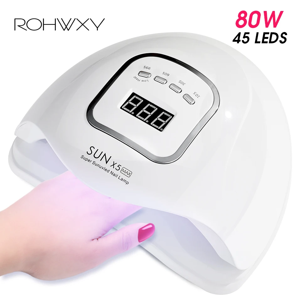 ROHWXY Sun X5 MAX гель-сушилка светодиодный светильник для ногтей маникюра 80 Вт гелевая