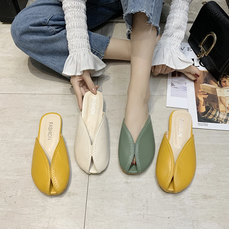 

Плоская искусственная мягкая искусственная кожа для женщин 2021 низкая Роскошная сланцы Удобная накидка дизайнерская Новая модель