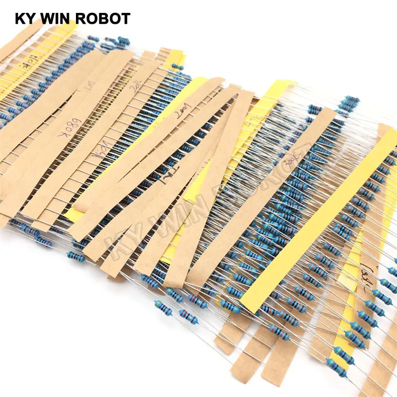 1 Pack 600Pcs 10 -1M Ohm 1/4w Resistance 1% Metal Film Resistor Resistance Assortment Kit Set 30 Kinds Each 20pcs