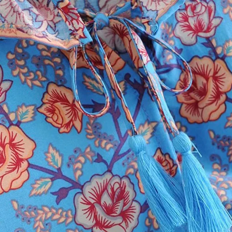 Цветочный принт Топы с длинным рукавом Блузка элегантная женская Свободная