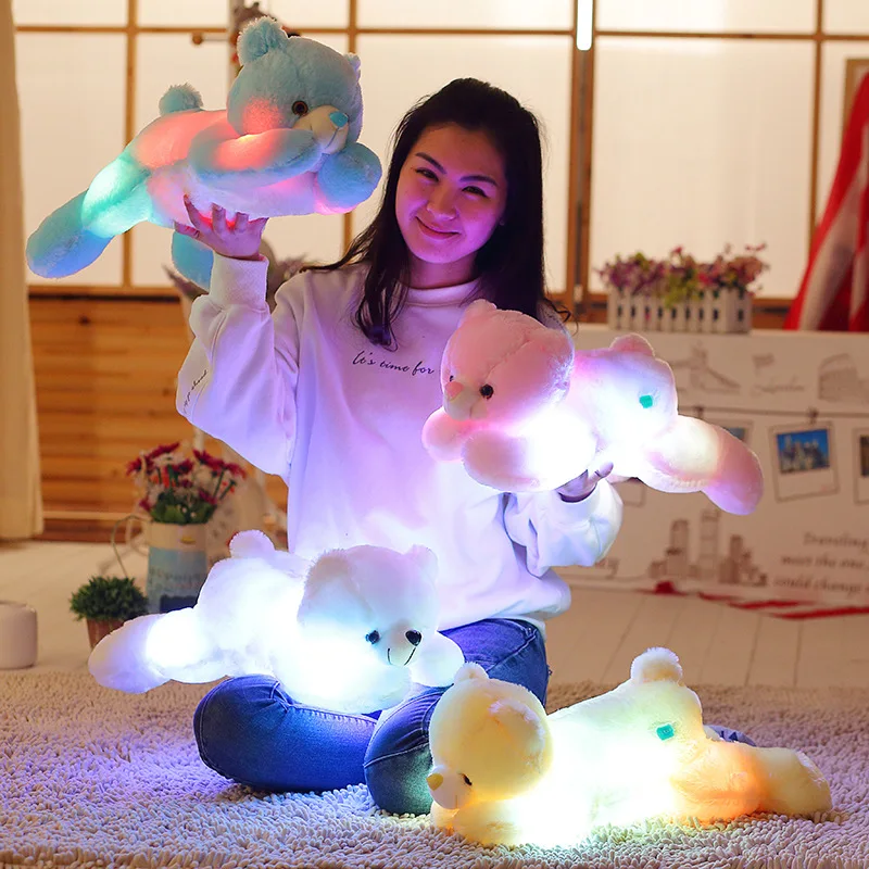 

Kawaii Toy Soft Plush Stuffed Light - Up toys Luminous Papa Bear Cushion Led Light Toys Gift For Girls/Children