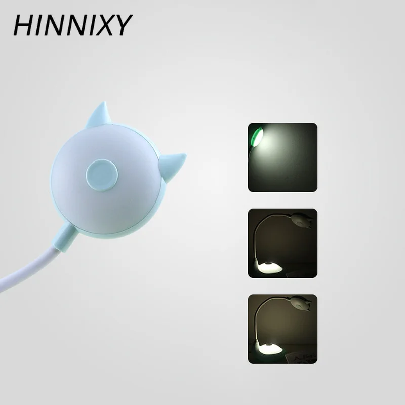Hinnixy Настольная лампа с мультяшным котом, розовый, синий, с регулируемой яркостью, защита глаз, настольный светильник, сенсорный переключатель, для студентов, для учебы, милый декоративный светильник, светильники