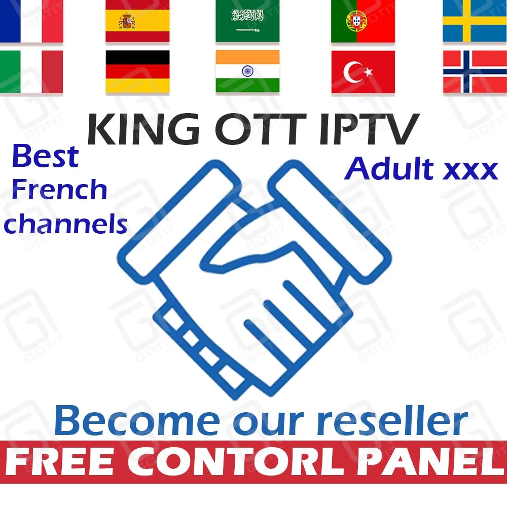 King OTT IP tv панель управления перекупщики подписка французская Испания арабский Великобритания Скандинавская Швеция M3U для android tv box smart tv PC