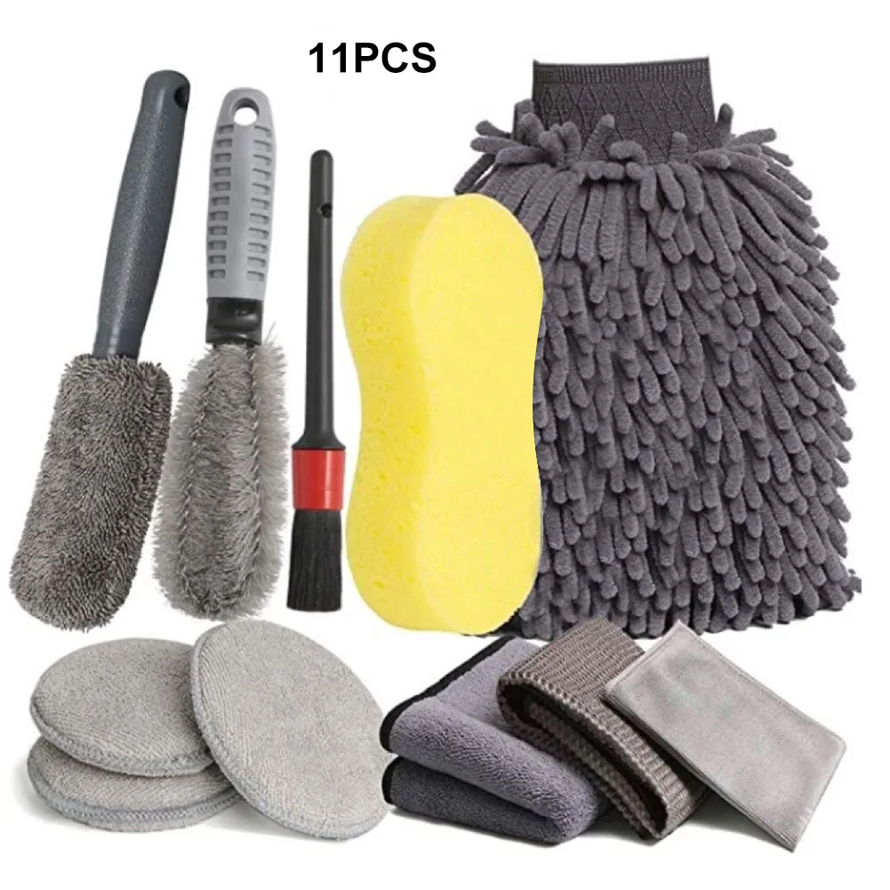 

11pcs Car Wash Brush Cleaning Tool Set Microfiber Car Wash Kit Car Detailing Wheel Brushes Detaling Brush Wash Sponge Towel