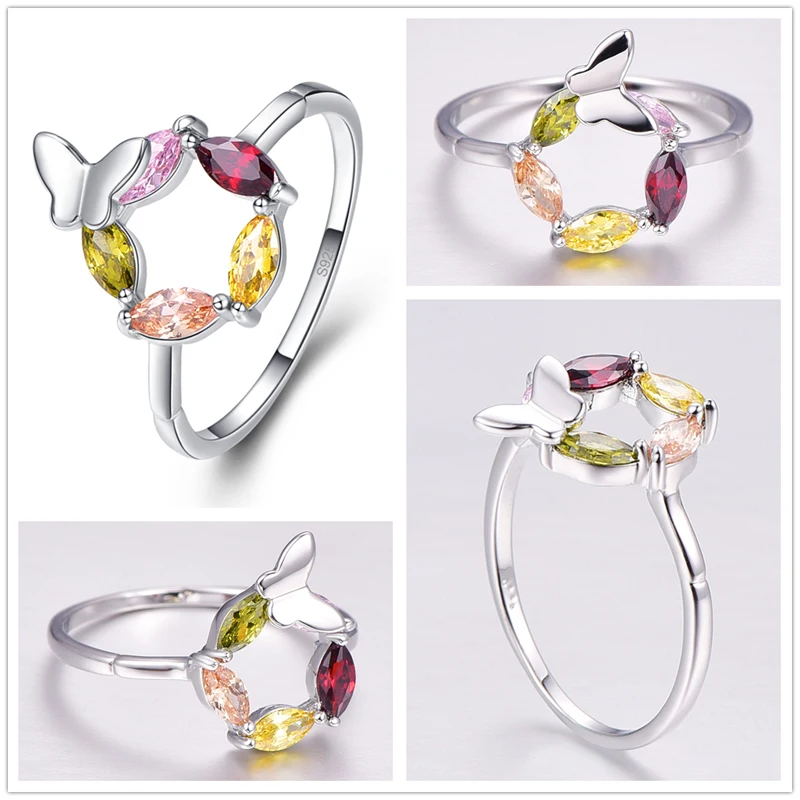 Изысканный кольцо lingmei Heart Multi & Blue White CZ серебряного цвета Размер 6 7 8 9