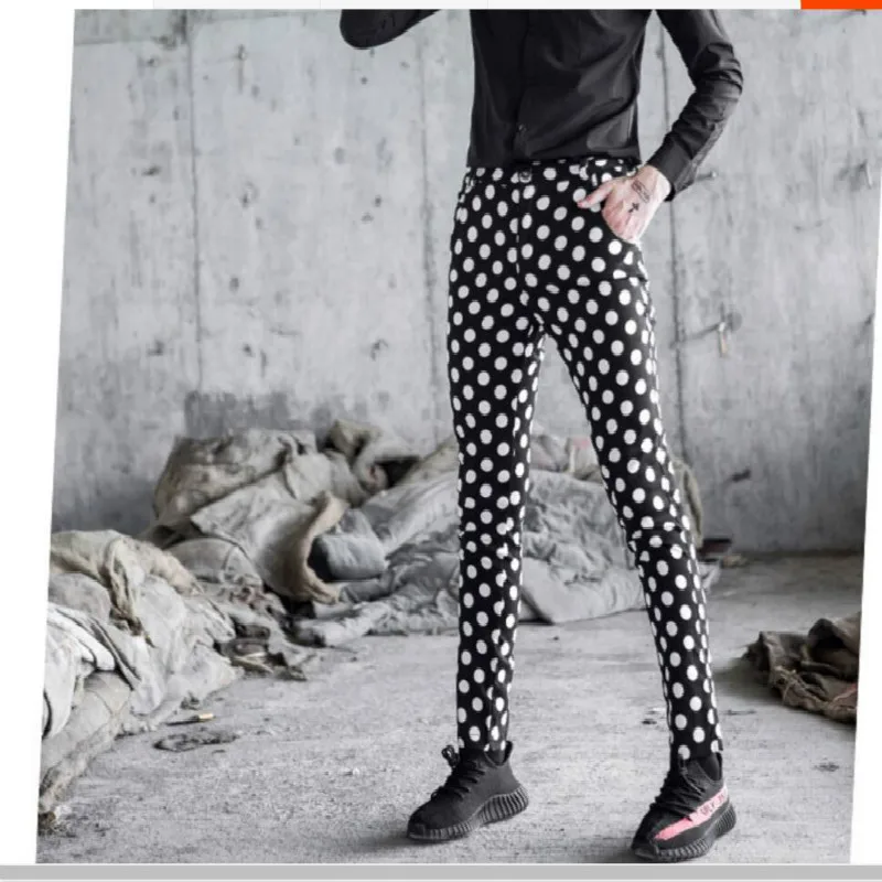 Брюки для ночного клуба певицы штаны выступлений мужские облегающие брюки