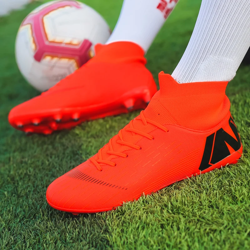 Hot Sale Soccer Shoes Men Long Spikes Football Cleats Teenager Ankle High Top Football Shoes Men Outdoor Soccer Training Sneaker