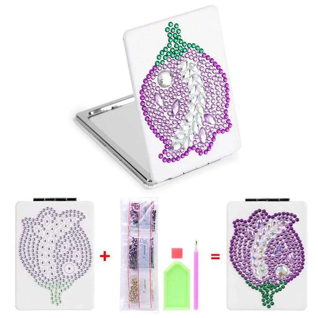 Алмазная живопись маленькое кожаное зеркало сделай сам в форме алмаза складное