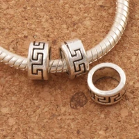 geometry circle spacers metal big hole beads fit european charm bracelets jewelry diy l1352 60pcs 8x8x4 2mm zinc alloy