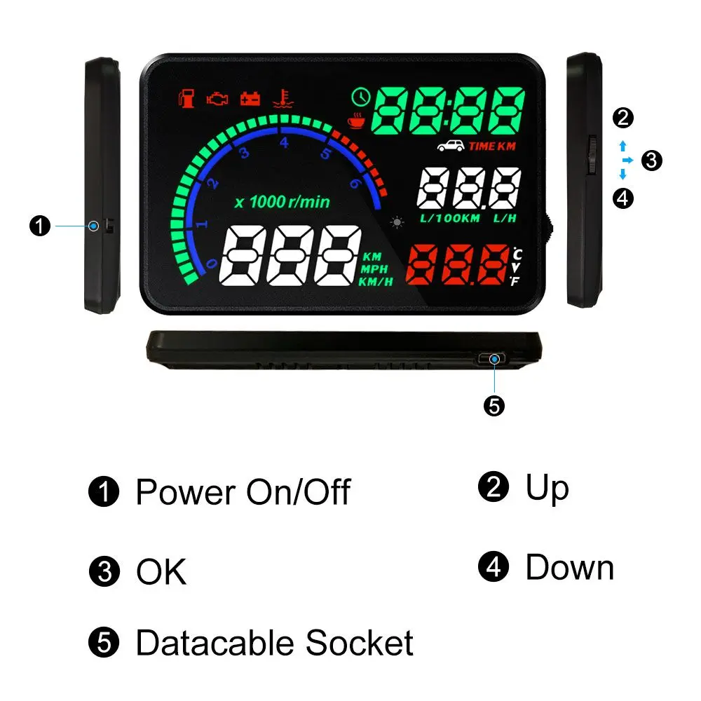 

Диагностический сканер V-checker H305 HUD, диагностический сканер OBD II