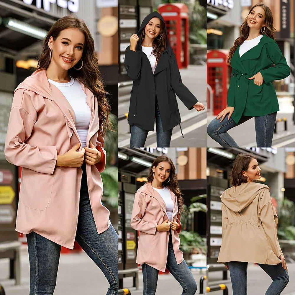 

Greenwild Pure Color Long Trench Parka Jacket Women Female Winter Coat with Hood