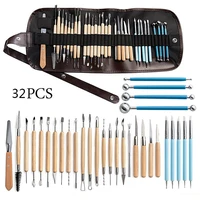 32pcs clay sculpting tool wooden handle pottery carving tool kit for beginners art crafts modeling clay sculpture pottery kit