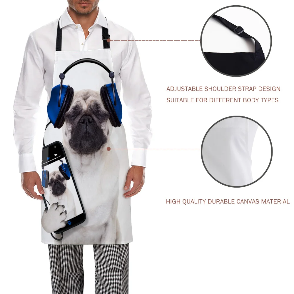 Кухонный Фартук наушники прослушивание музыки бульдог домашних животных