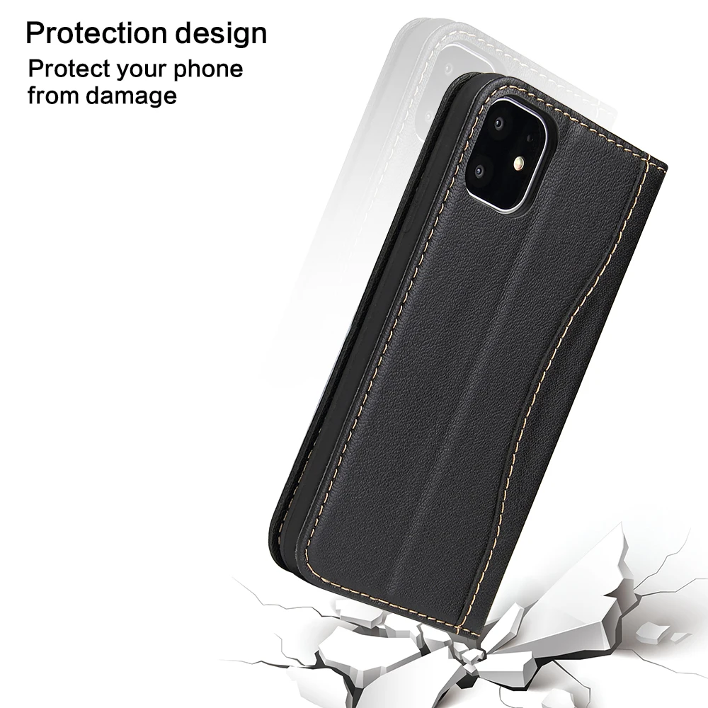 Чехол для iPhone 11 11 Pro 11 Pro Max Роскошный чехол из натуральной коровьей кожи с откидной крышкой и подставкой для iPhone 11 Чехол держатель карт на магнитах