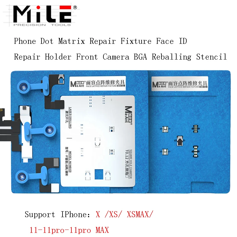 

MILE Phone Dot Matrix Repair Fixture for X XS XSMAX 11 11pro MAX Face ID Repair Holder Front Camera BGA Reballing Stencil