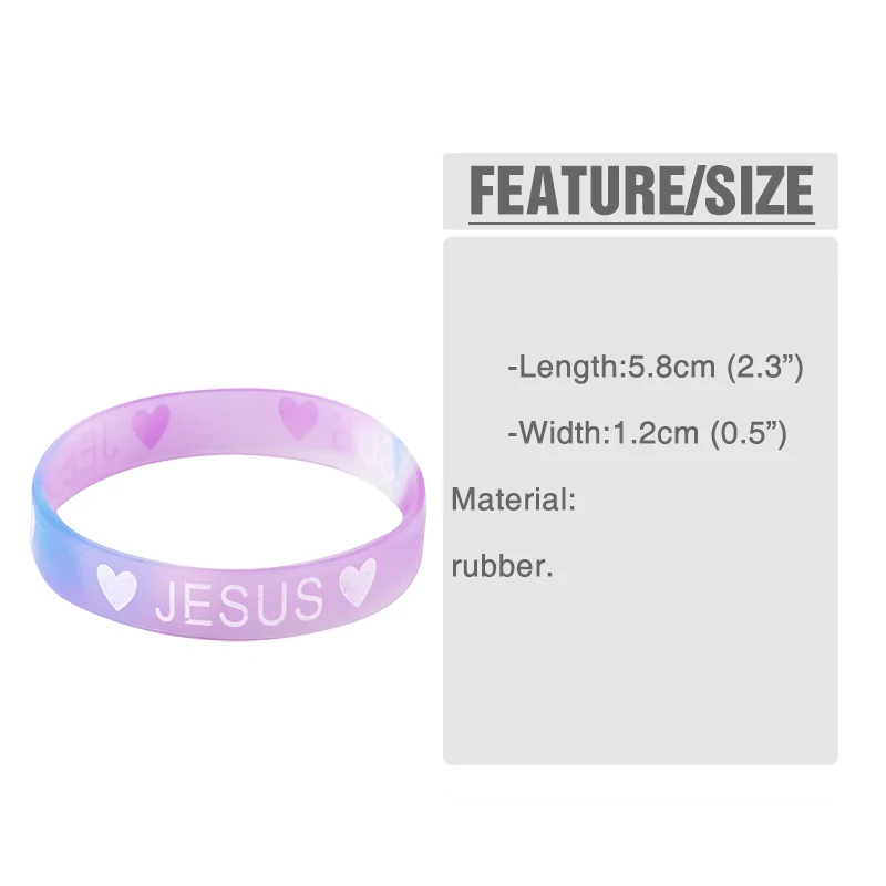 10 шт./лот новые модные силиконовые браслеты с изображением Иисуса карамельных