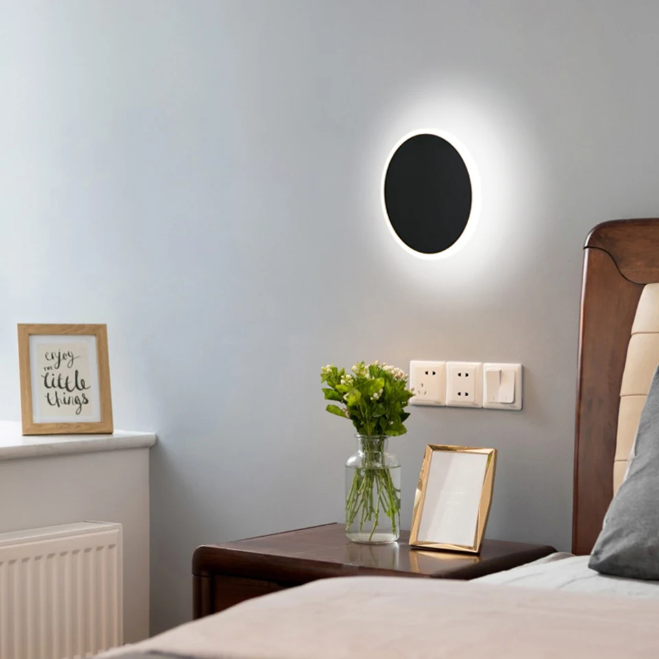 Комнатная светодиодсветодиодный настенная лампа, современный черный ...